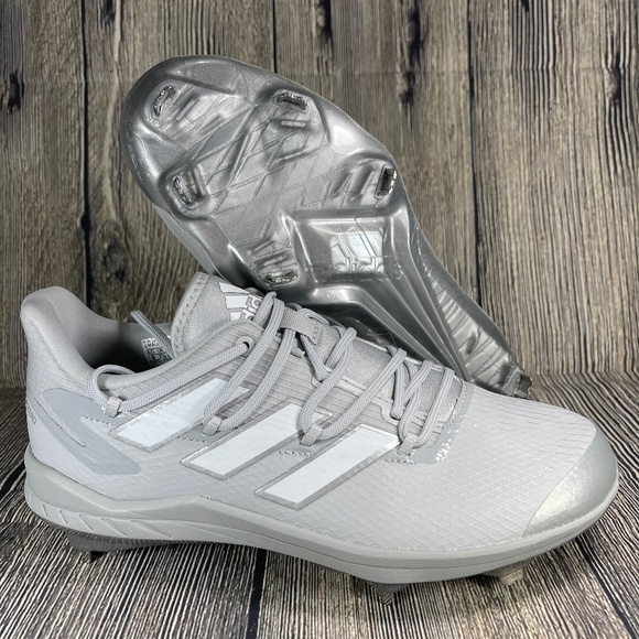 adidas Adizero Afterburner 8 Grey/Silver/White Metal Baseball Mens H00979 - Picture 1 of 8